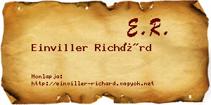 Einviller Richárd névjegykártya